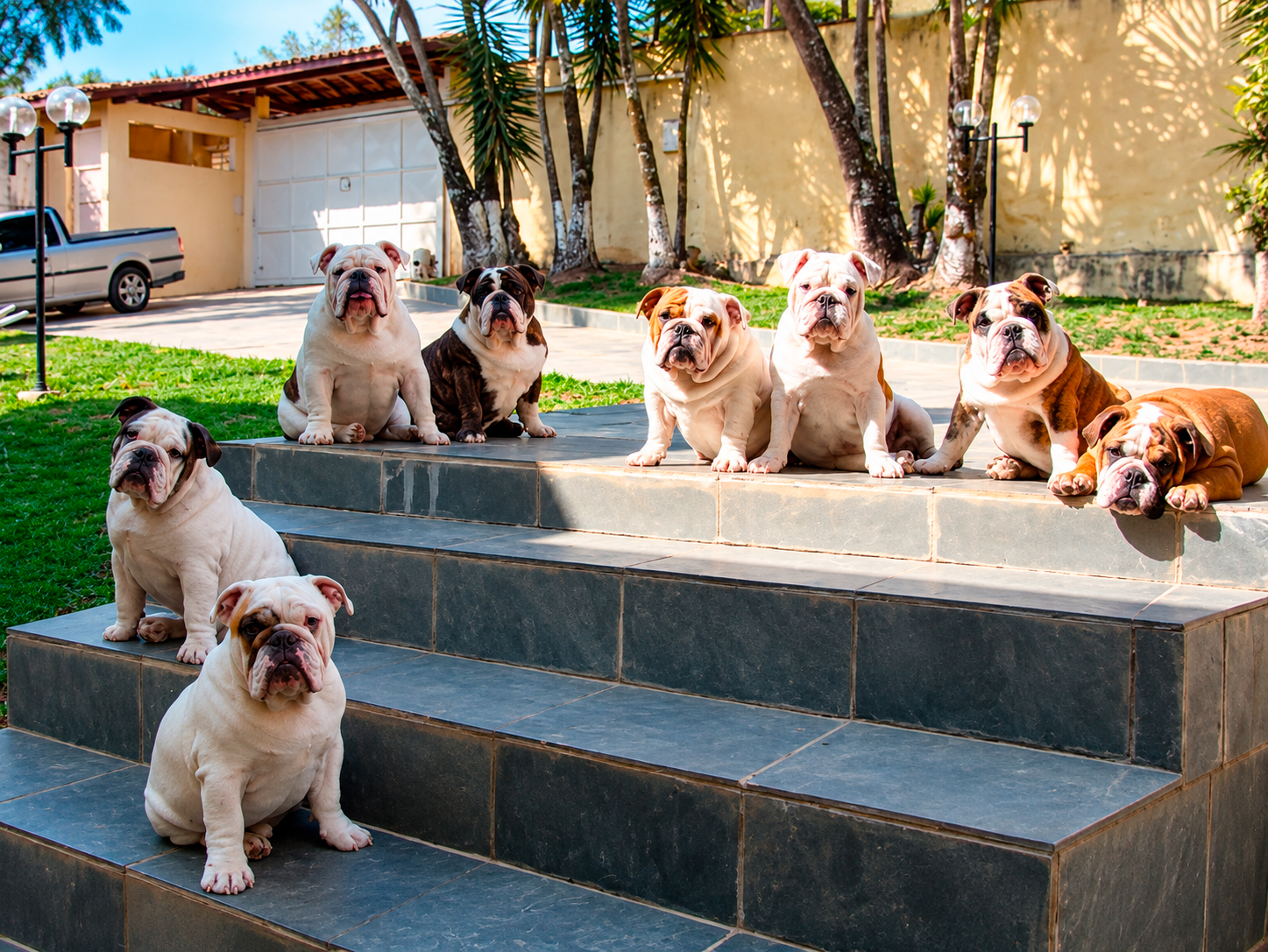 Bulldogs Ingleses nas instalações do Canil Duas Marias